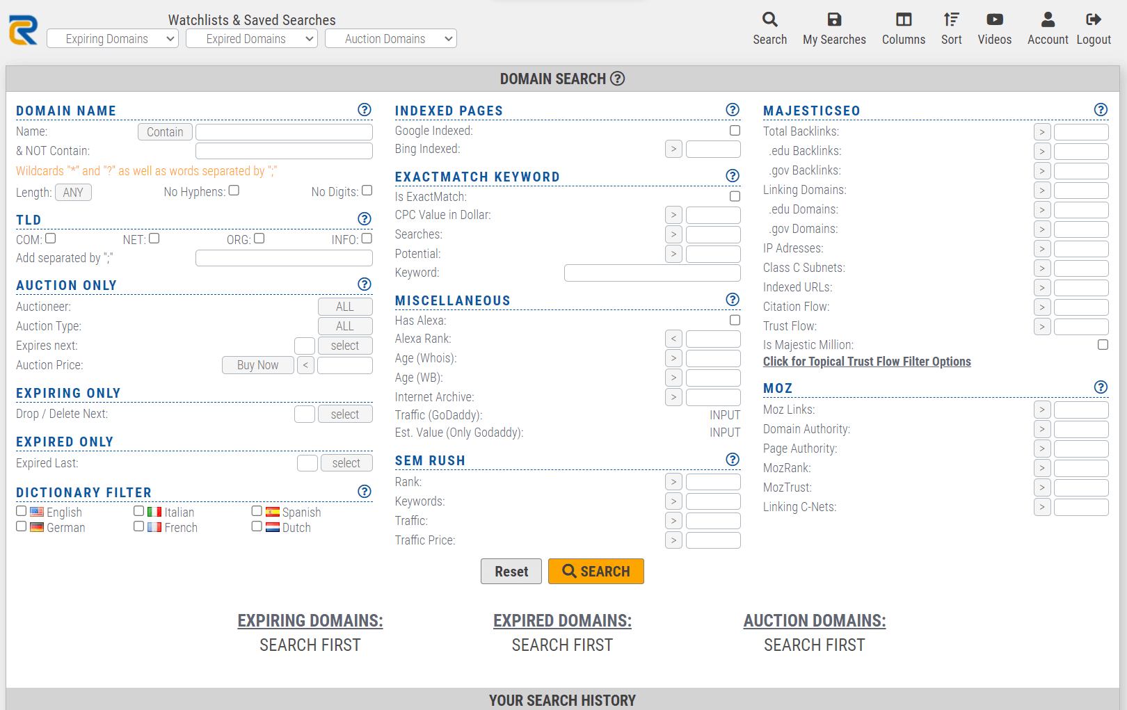 Filter Domain Search