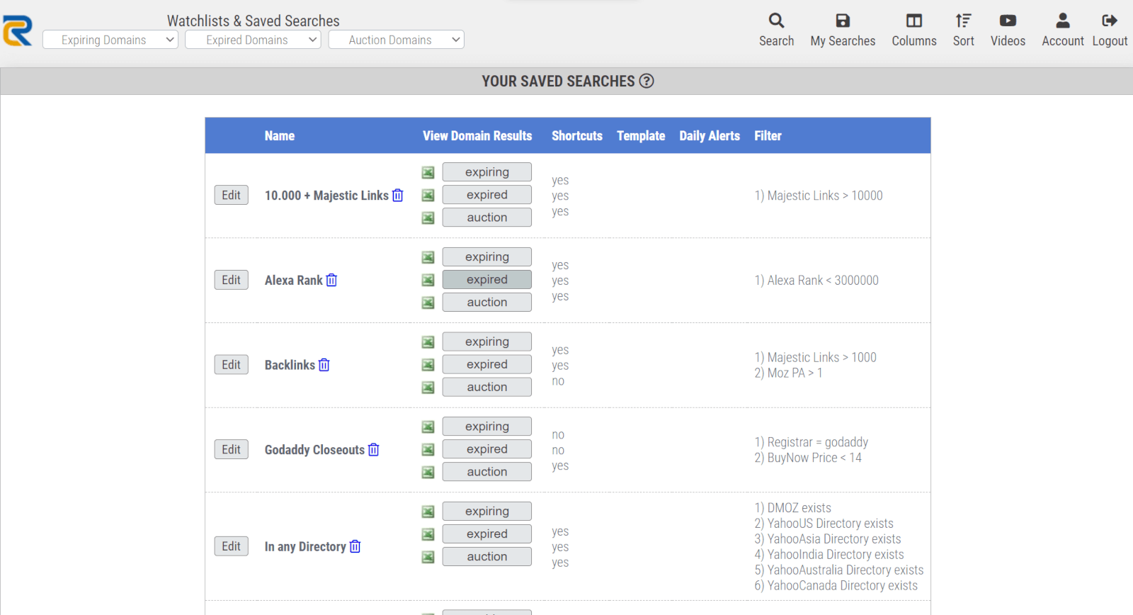 Filter Domain Search